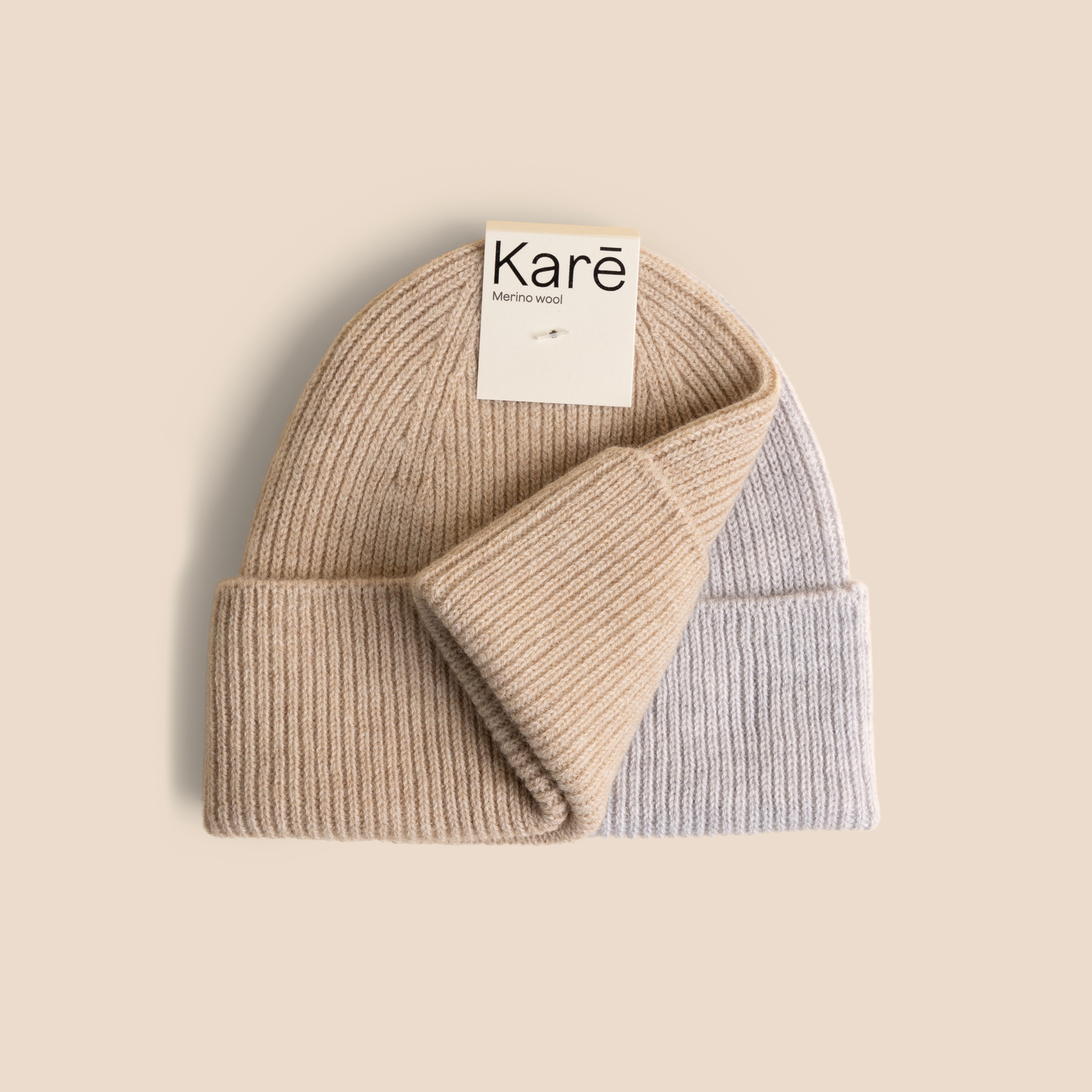 Mini Beanie - Bon Beige & Mixed Grey 2-pack