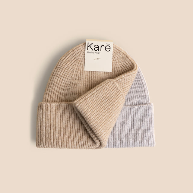 Mini Beanie - Bon Beige & Mixed Grey 2-pack