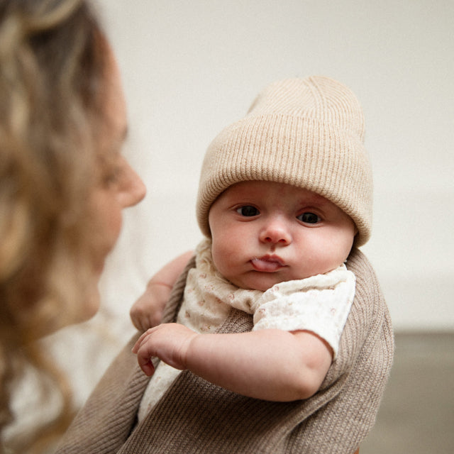 Mini Beanie - Bon Beige & Mixed Grey 2-pack